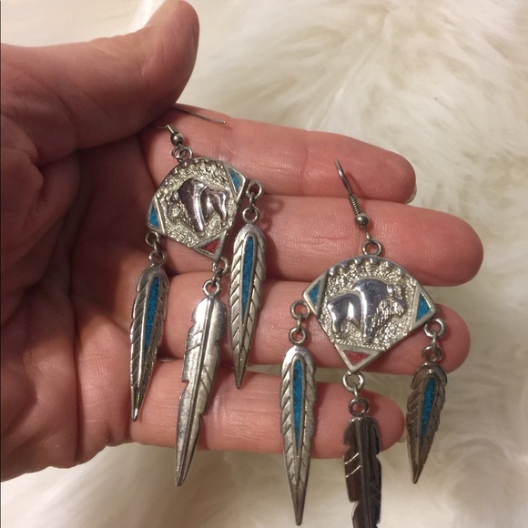 Sterling silver western dangle earrings - Picture 3 of 5